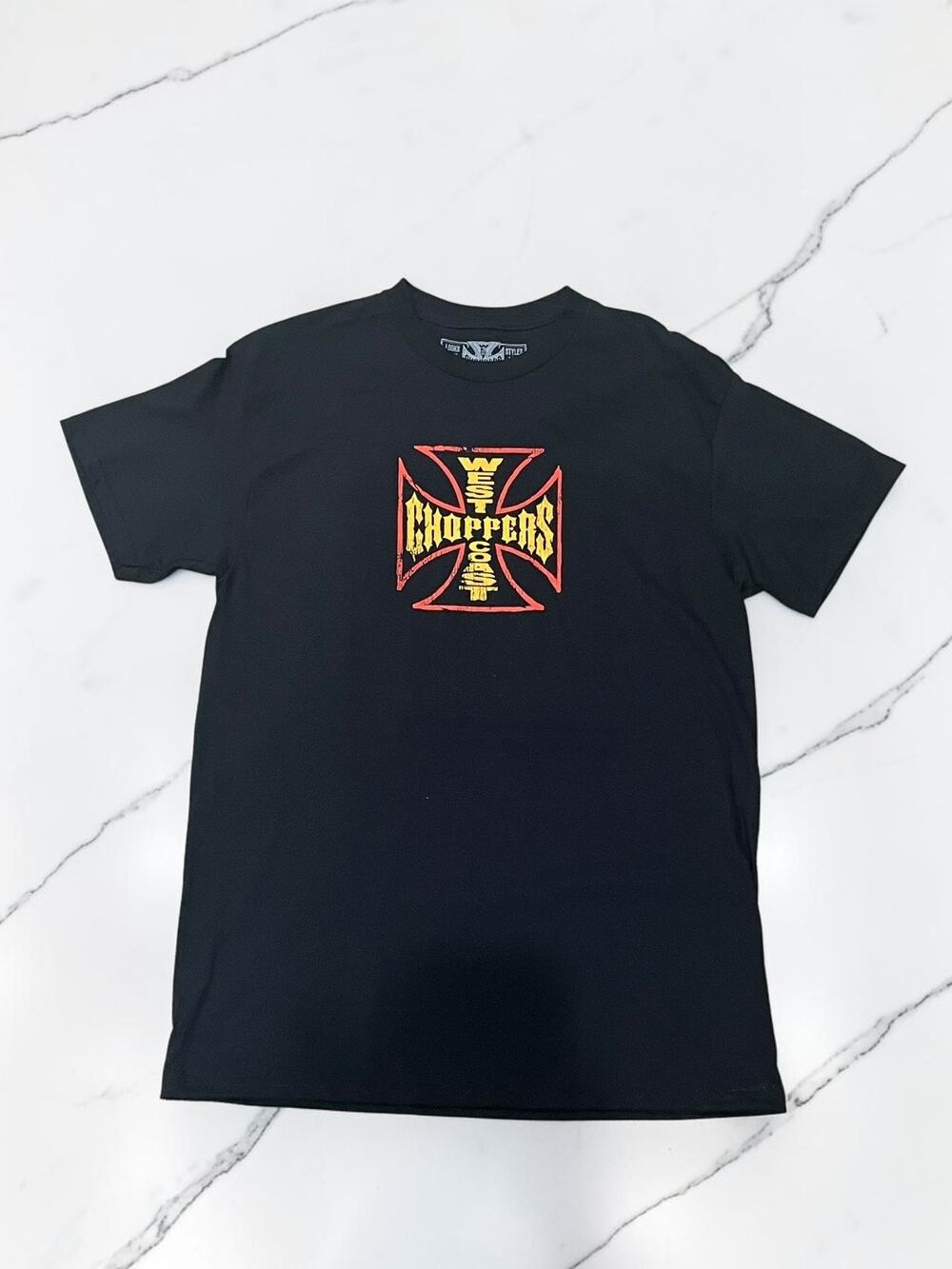 West Coast Choppers Men’s Medium Black Cobra Snake Iron Cross Graphic T-Shirt Y2